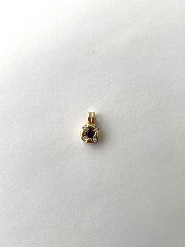 Colgante Amatista y Diamante Oro 9ct Amatista y Diamante 1999 Colgante Vintage Foto 4 de 4