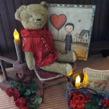 STEAMPUNK PRIMITIVE FOLK ART ANTIQUE VINTAGE STYLE VALENTINE BOY PORTRAIT SIGN