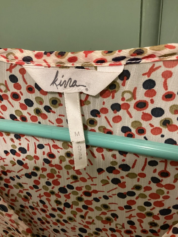 Blusa Kirra Mujer Talla M Multicolor Pintuck Semi Transparente Manga 3/4 Hada Campesina Foto 4 de 4