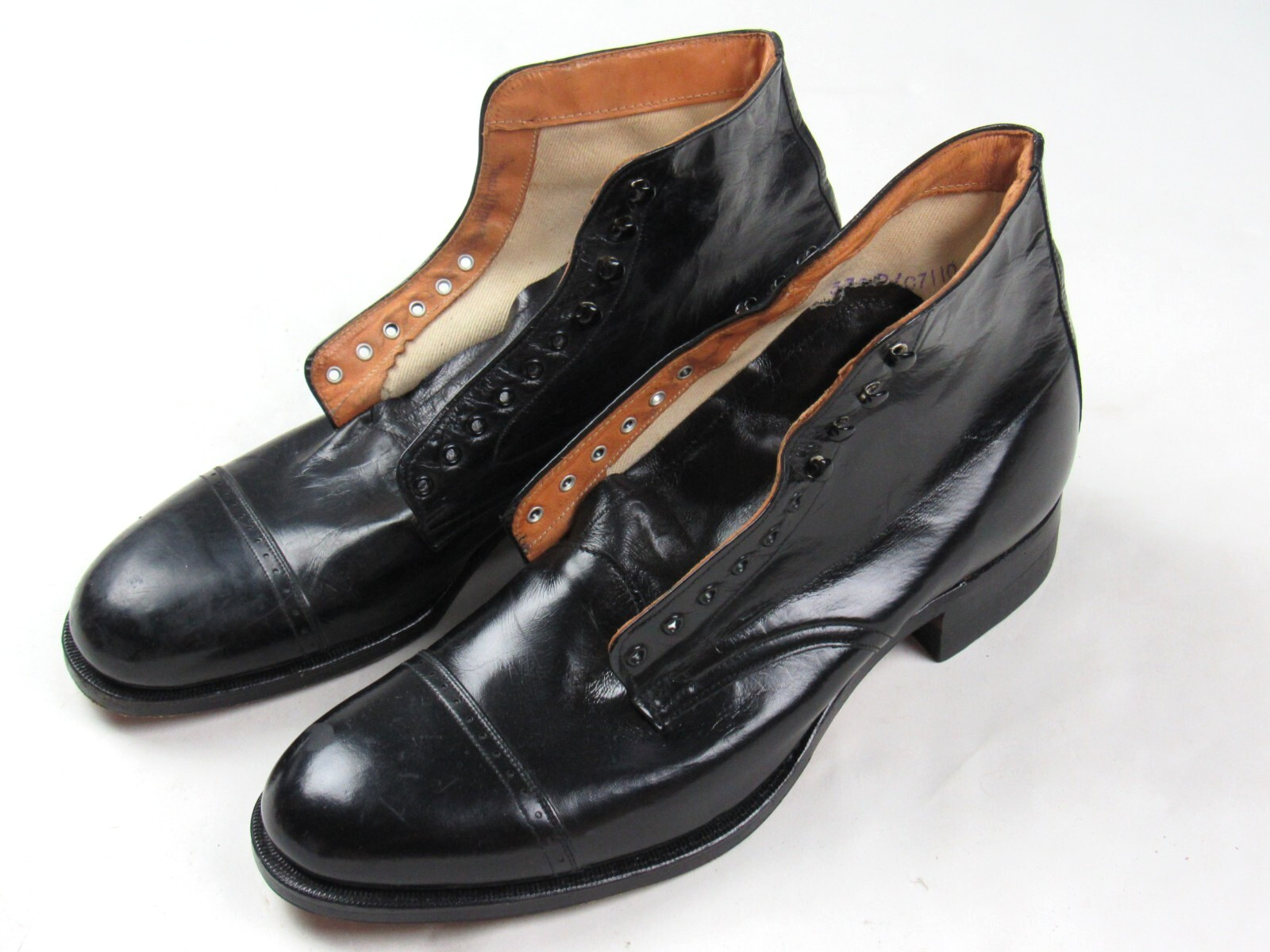 Botas de vestir de colección NOS 1930 Leverenz cuero canguro genuino puntera talla 7 C