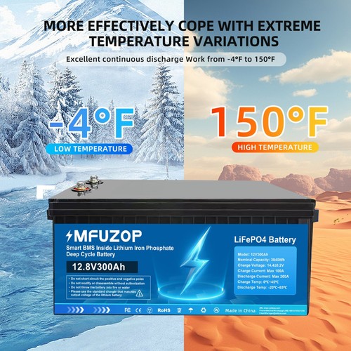 12V 100AH 200AH 300AH LiFePO4 Lithium Battery 15000+ Cycle for RV Solar BMS - Picture 33 of 38