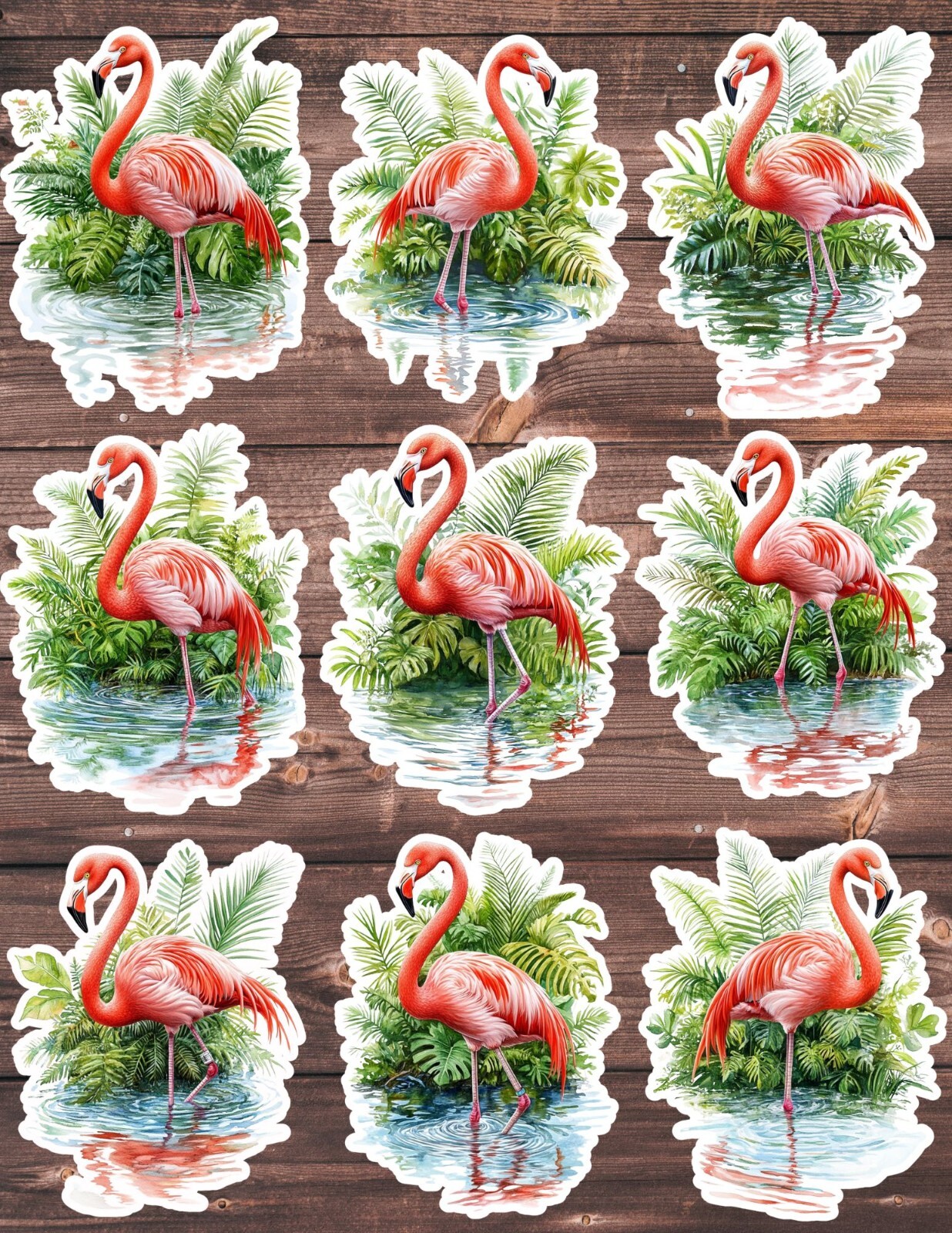 Wading Flamingo Die Cut Vinyl Stickers Scrapbooking Laptop W