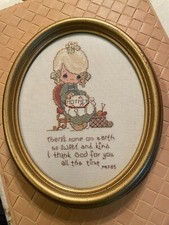 Completed Oval Framed Counted Cross Stitch for Mother