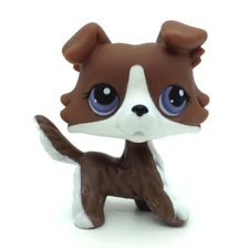 Littlest Pet Shop Rare Brown Collie Dog with purple eyes #NO LPS