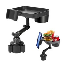 Car Cup Holder Tray 3 in 1 Detachable Auto Cup Holder Tray Food Table with Ph...