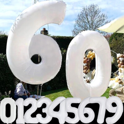 FOLIENBALLONS ZAHLEN WEISS - Hochzeit Ballons Party Deko Helium Geburtstag 