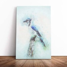 Blue Jay Bird In Abstract Animal Canvas Wall Art Print Framed Picture Home Decor