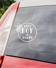 Baby Boy On Board Flower decal sticker cute funny White 5"x5" Made in the USA