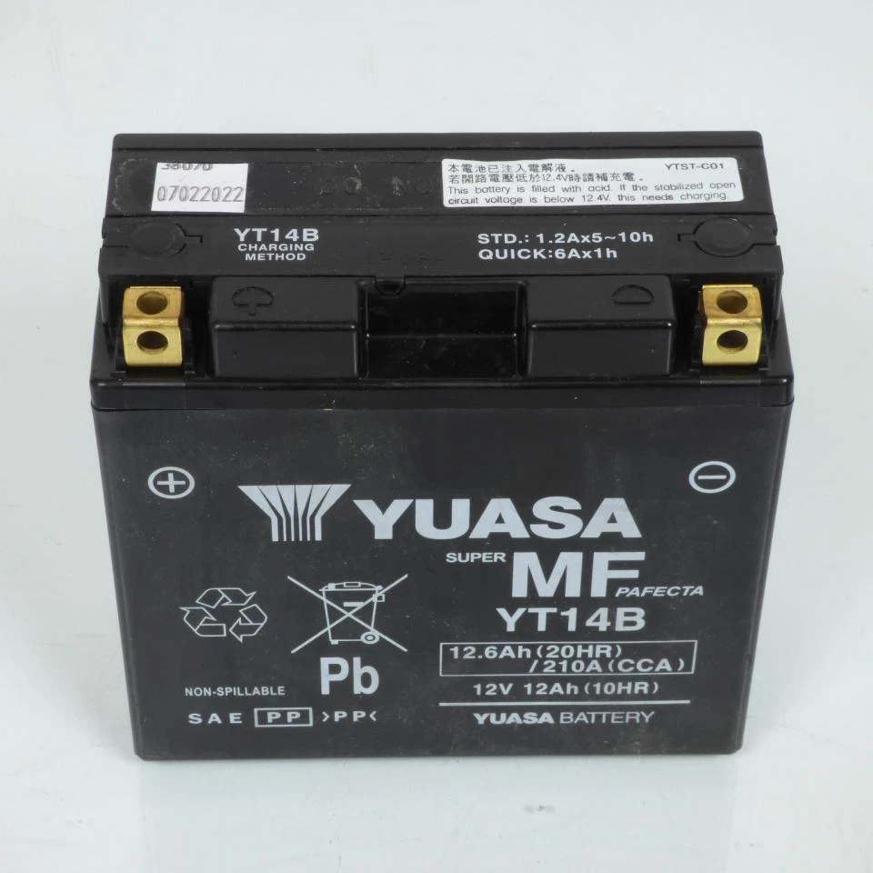 Batterie SLA Yuasa pour Moto BMW 800 F Gs 2008 à 2011 YT14B SLA / 12V 12.6Ah - Photo 2/4