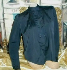 Civil War Era Bodice Mourning Jacket Blouse Black Silk 1860's Exquisite Detail