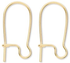 Ear Wire, 10 OR 100 Gold Plated Brass 21 Gauge 18mm Kidney with Loop Earrings