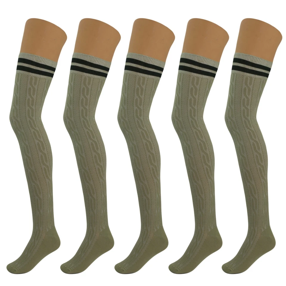 5 pairs Over Knee Thigh Socks Knee-High Warm Stocking Women Boot Sock Leg Warmer - Image 2 of 4