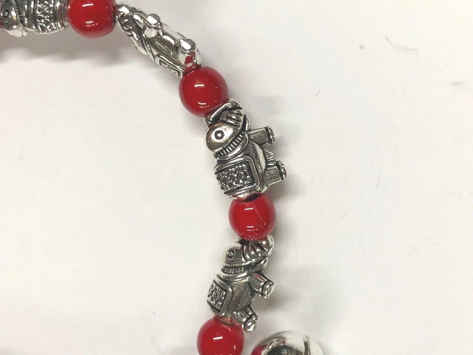 Nova pulseira de contas Betsey Johnson prata elefante vermelho elástica caixa de presente bolsa LK - Imagem 4 de 4