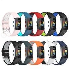 Breathable Sporty Silicone Strap with Two-color Band for Fitbit Charge 5/6