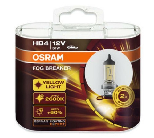 1PC OSRAM HB4 9006FBR Globe Fog Breaker 2600K 12V51W Deep Yellow light Car Lamp - Picture 1 of 4