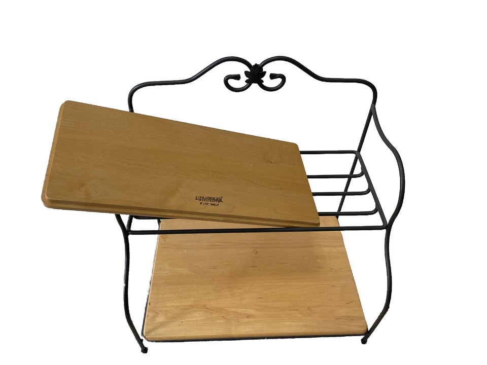 Longaberger Wrought Iron Baker’s RACK + ADDON SHELF w/ 2 WoodCrafts