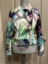 Jennifer Lopez Tropical Moto Floral Jacket Zip Asymmetrical M Medium