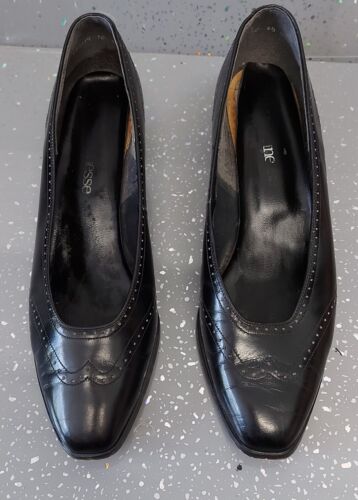 Bally Ladies Shoes Size 6 Nlack Leather Slip On Courts Vintage Mid Heel - Foto 1 di 8