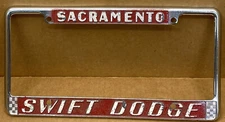 RARE  DODGE  “SWIFT”  (SACRAMENTO CA.) DEALER-LICENSE PLATE FRAME-VINTAGE