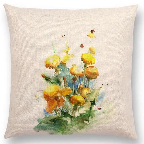 Watercolor Flowers Cushion Cover Bluebells Geranium Cornflowers Pillow Case - Picture 48 of 49