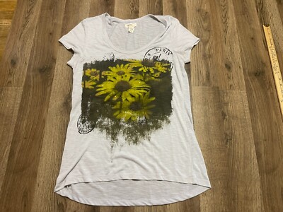 Madison & Berkeley Shirt, Women's Size Large, Grey Black Yellow, Floral Print
