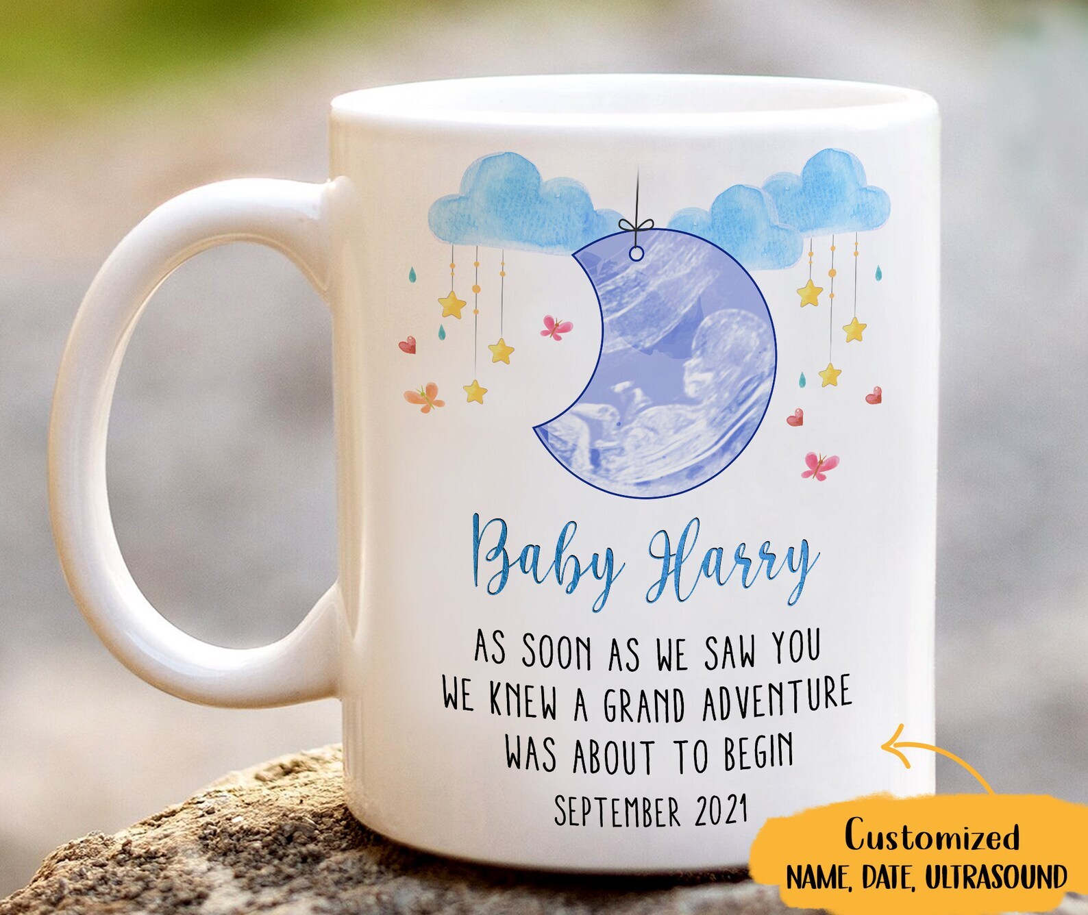 Personalized First Year Together Mug Baby Shower Gift Rainbown Baby Milestone