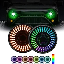RGB Halo 7" LED Headlights Demon Chasing Light for Jeep Wrangler JK JKU TJ APP