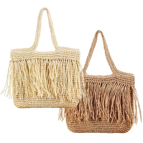 Borsa a tracolla donna tessuto artificiale paglia grande estate borsa spiaggia borsa a mano - Foto 3 di 18
