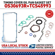 OS30693R + TCS 45993 Timing Cover Oil Pan Gasket Set for Chevy/GMC 4.8,5.3L