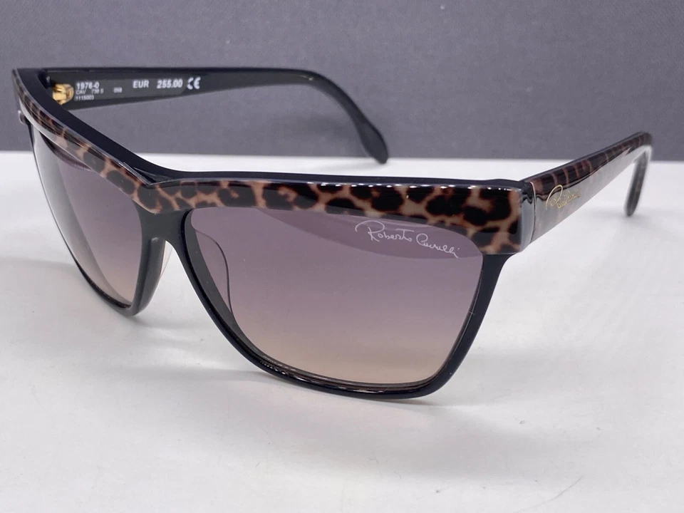Roberto Cavalli sunglasses women brown leopard large lenses rectangular NP €255 - Image 4 of 4