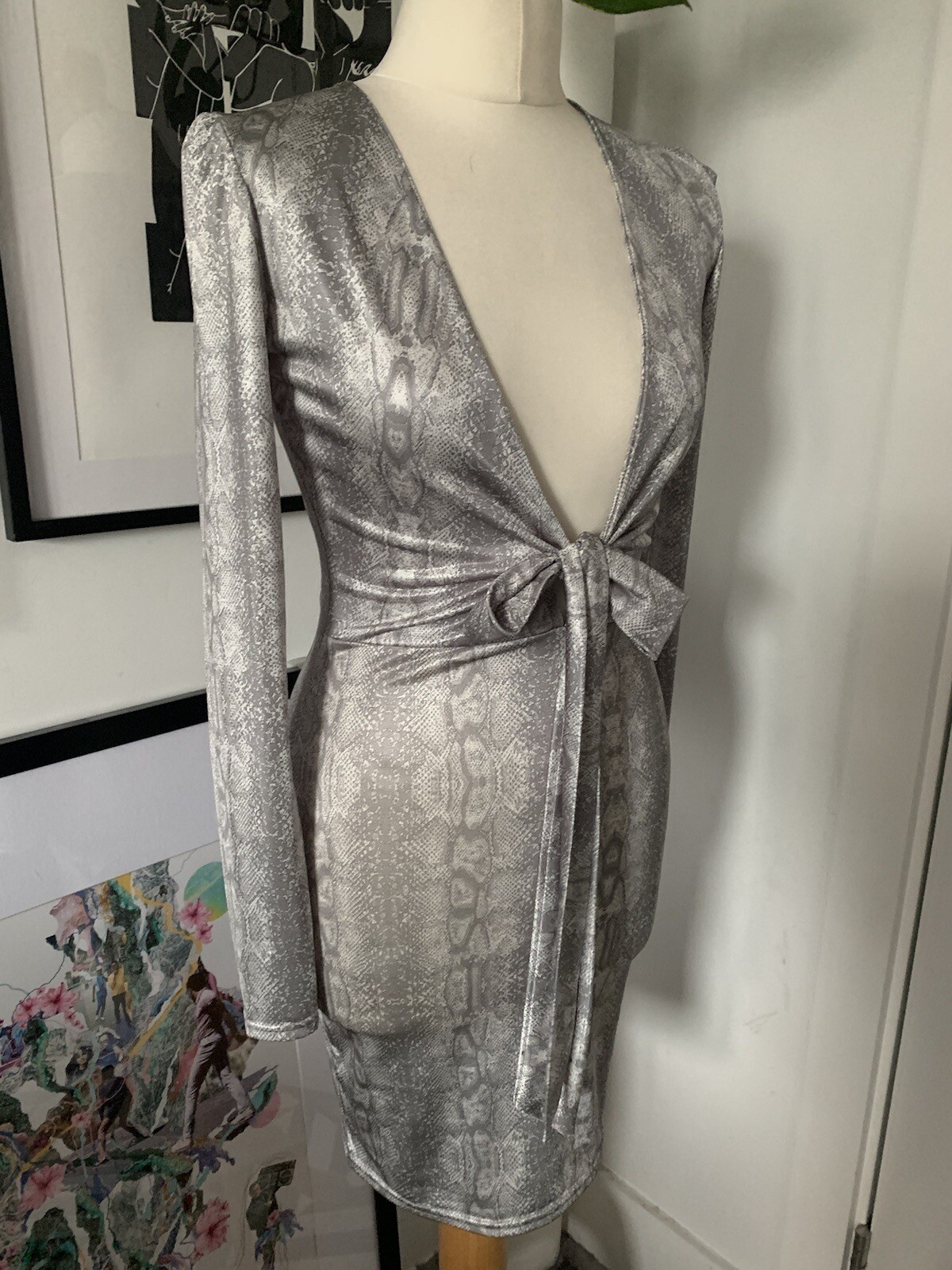 Missguided silver python print stretchy bodycon p… - image 2