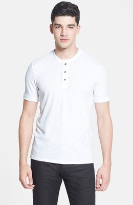 VINCE Brand Men's Slub Cotton Short Sleeve Henley Top Shirt Tee