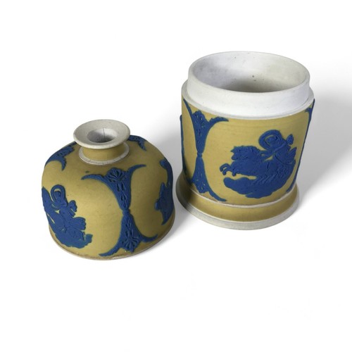 Seltener Wedgwood gelb getauchter Jasperware Streichholzhalter aus dem 19. Jh. mit Streichholz - Bild 6 von 9