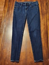 American Eagle Super Super Stretch X4 Womens 4R Dark Wash Low Rise Denim Jegging