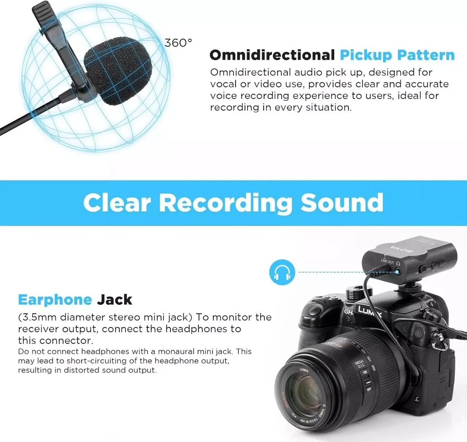 Boya 2.4G Wireless Lavalier Microphone System Compatible with Android iPhone - Image 2 of 4