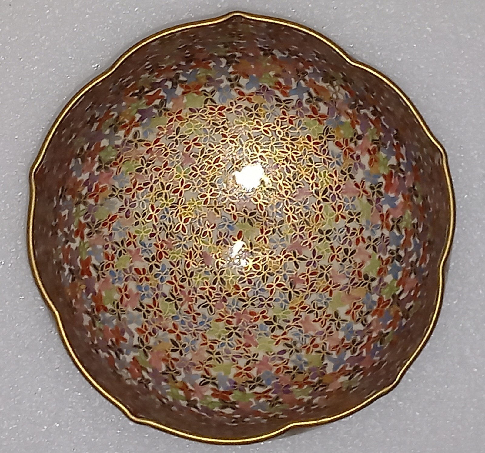 Japanese Satsuma Bowl Thousand Flowers Millefiori Signed Koshida c1912