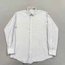 Vintage Yves Saint Laurent Shirt Mens Large Blue Check Long Sleeve Dress Shirt