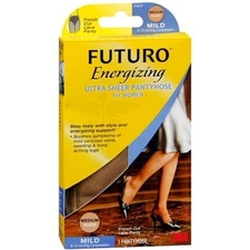3M Futuro Ultra Sheer Pantyhose Energizing Support Mild French Cut Nude 1 Pair