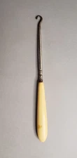 Vintage Shoe Glove Boot Button Hook with French Ivory (aka Celluloid) Handle