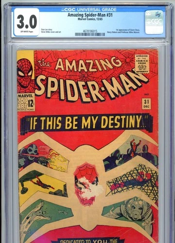 Amazing Spider-Man #31 CGC 3.0 OWP 1st Gwen Stacy Marvel Comics 1965