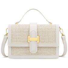 KKXIU Crossbody Bags for Women - Top Handle Purses for Lady, Leather A-white