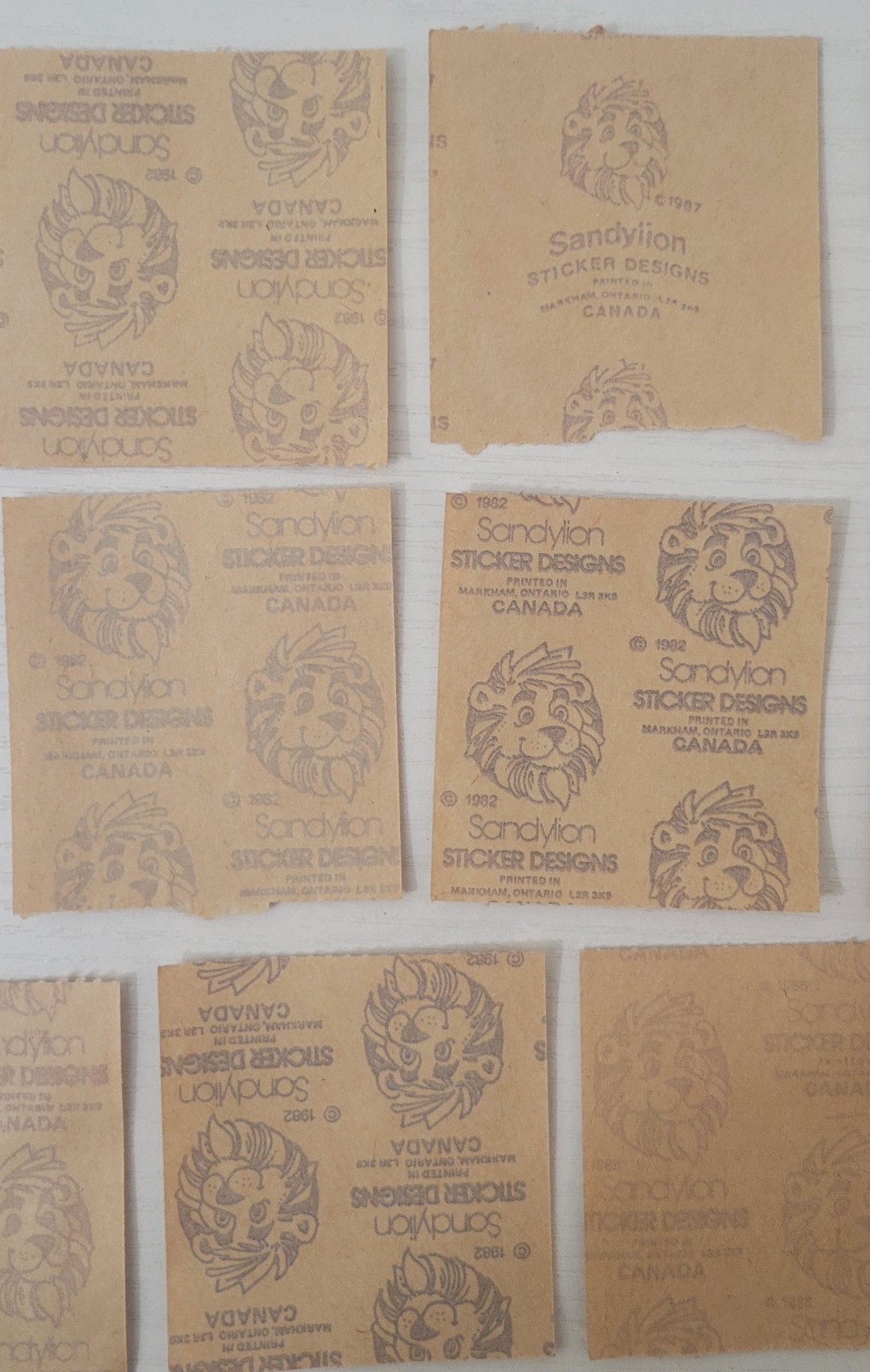 VTG Sandylion Fuzzy Sticker Mods Otters Skunk Pony Cat Brown Backing RARE 1980s