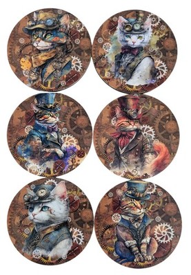 Steampunk Katze Getränk Untersetzer Bekleidet Brille Tiere Katzenliebhaber Geschenk