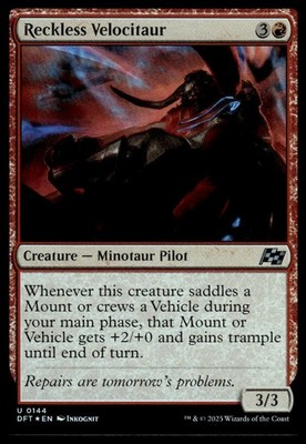 MAGIC TG: Aetherdrift #144 Reckless Velocitaur Uncommon,Foil .M2A