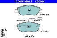 1X ATE 13.0470-3984.2 Bremsbelagsatz Scheibenbremse FüR Fiat Alfa Romeo Chrysler