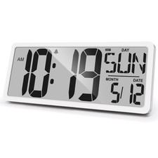 Reloj de Pared Digital Grande 15 Pulgadas Alarma Funciona con Batería Temperatura Display Escritorio