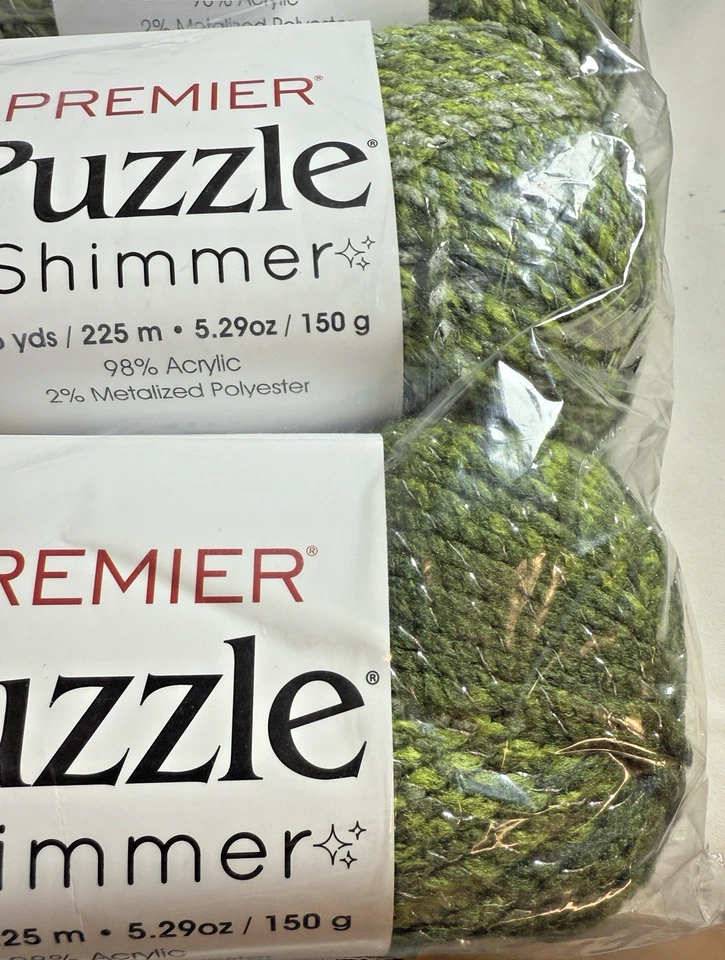 Lot of 12 Skeins Mary Maxim Premier Puzzle Maze Shimmer Green Yarn #2118-07 - Image 4 of 4