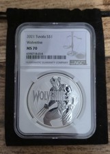 Zertifizierte Silbermünze 2021 Tuvalu 1 oz Wolverine Marvel NGC MS70 + Tasche
