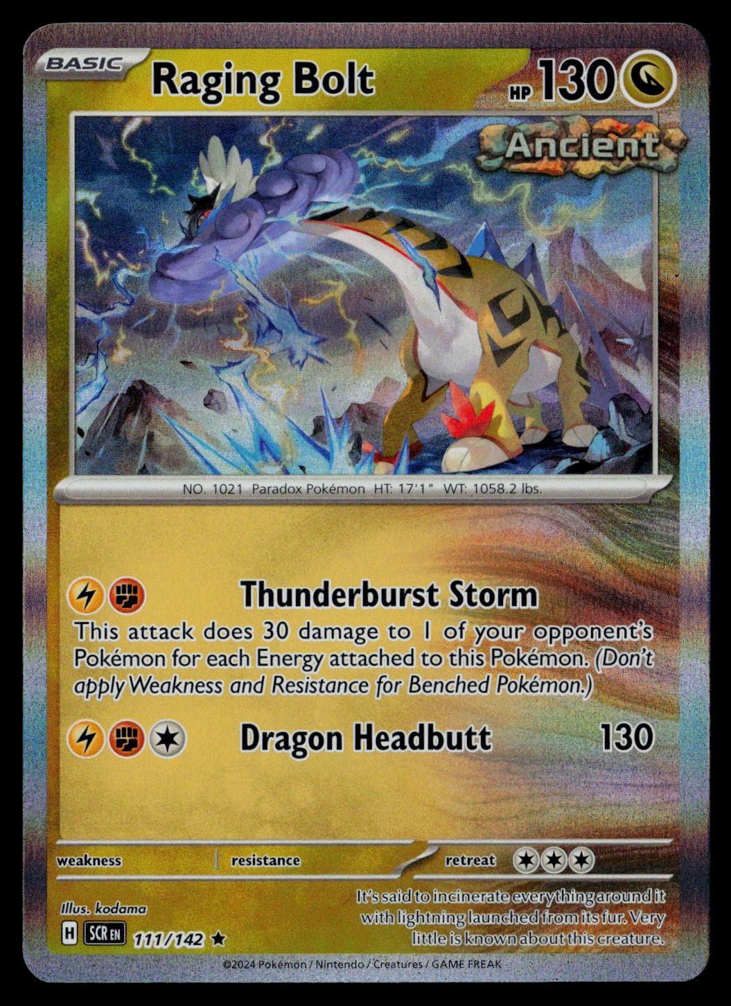 Raging Bolt 111/142 Holo SV07: Stellar Crown LP-NM