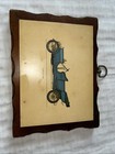 New ListingVintage 1970's Wooden Plaque w a Picture of 1909 Blue Lancia 7.25”Hx9.5”Lx.75”W